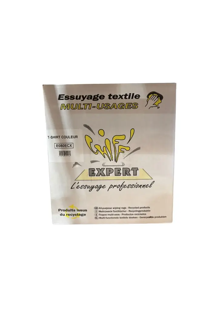 Carton de 10 kg de chiffons couleur pur coton