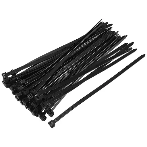 Sachet de 100 colliers nylon noir 3.6 x 200mm